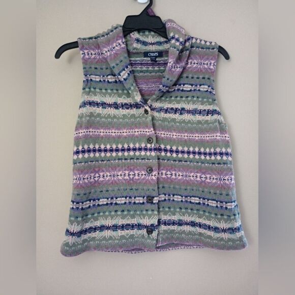 Chaps Crochet Nordic Sweater Vest Size Petite Large - Picture 1 of 10